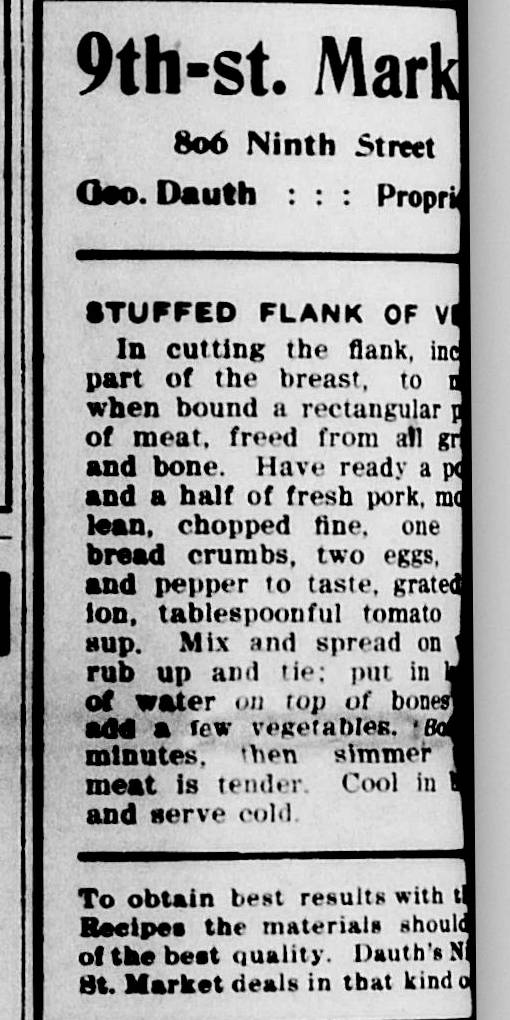 Dauth Family Archive - 1908-06-11 - The Greeley Tribune - George Dauth Store Recipe Advertisement