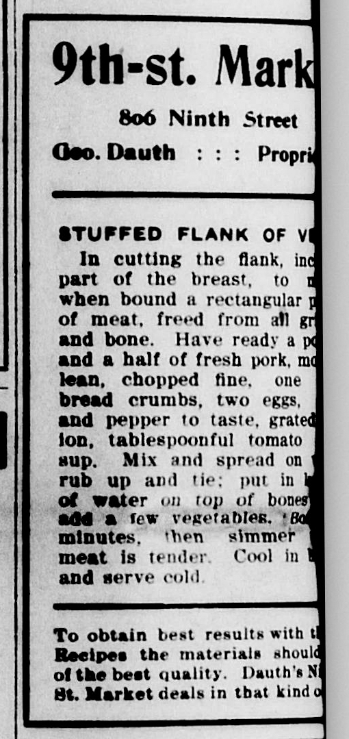 Dauth Family Archive - 1908-06-11 - The Greeley Tribune - George Dauth Store Recipe Advertisement