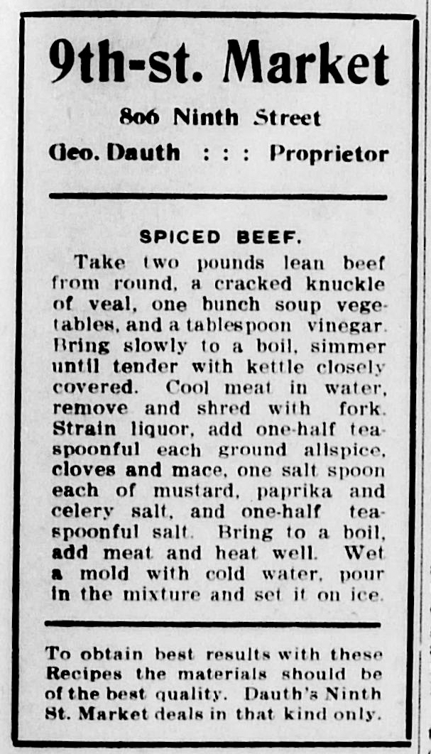 Dauth Family Archive - 1908-06-18 - The Greeley Tribune - George Dauth Store Recipe Advertisement