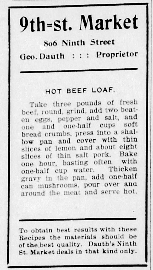 Dauth Family Archive - 1908-07-01 - The Greeley Tribune - George Dauth Store Recipe Advertisement