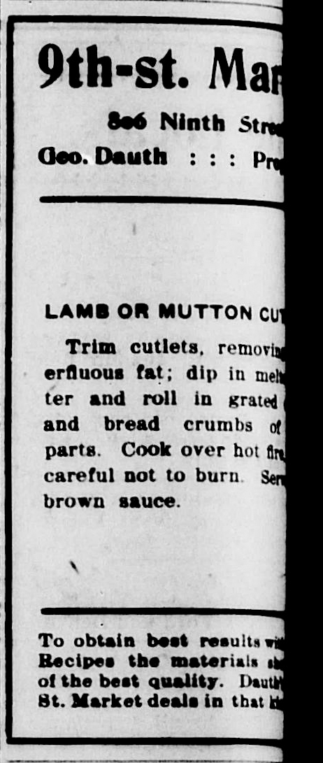 Dauth Family Archive - 1908-08-05 - The Greeley Tribune - George Dauth Store Recipe Advertisement
