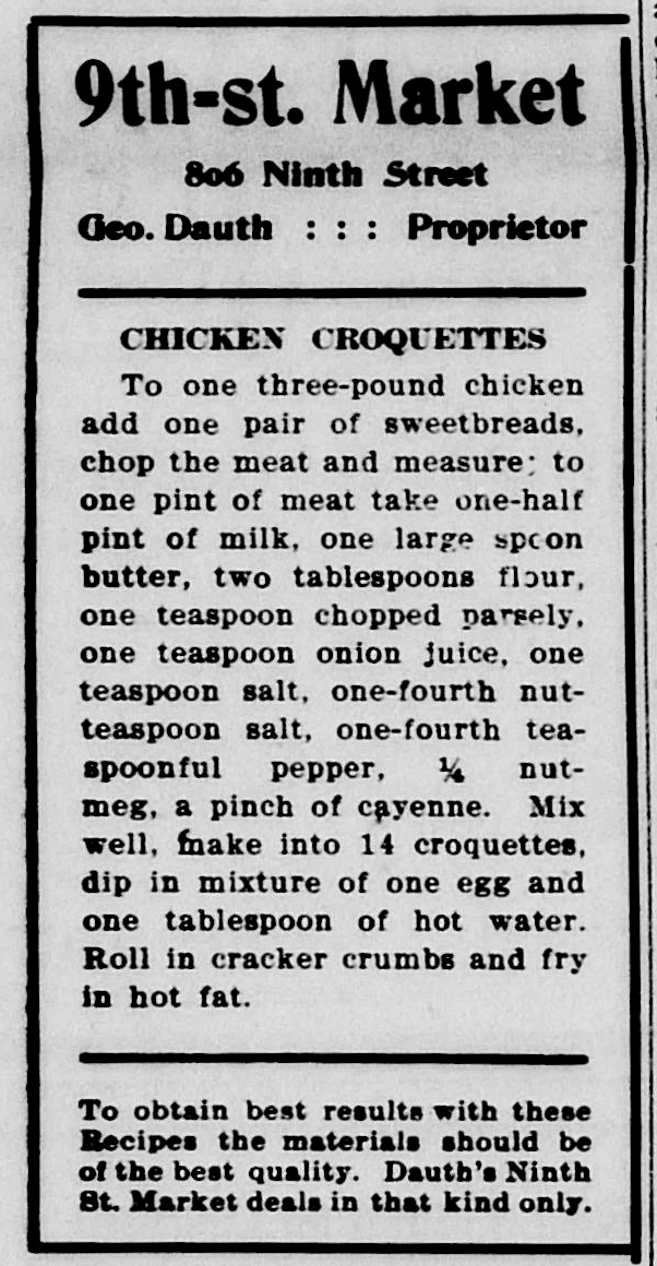 Dauth Family Archive - 1908-09-23 - The Greeley Tribune - George Dauth Store Recipe Advertisement