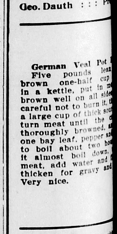 Dauth Family Archive - 1908-09-30 - The Greeley Tribune - George Dauth Store Recipe Advertisement