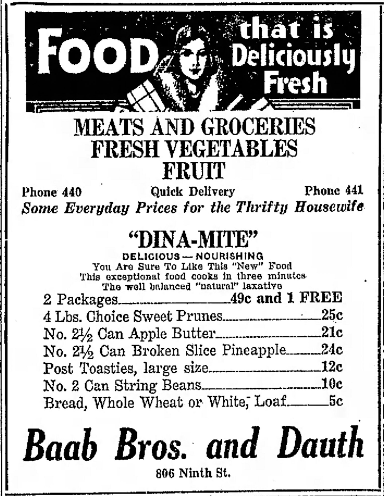 Dauth Family Archive - 1931-02-27 - Greeley Daily Tribune - Baab Bros and Dauth Advertisement