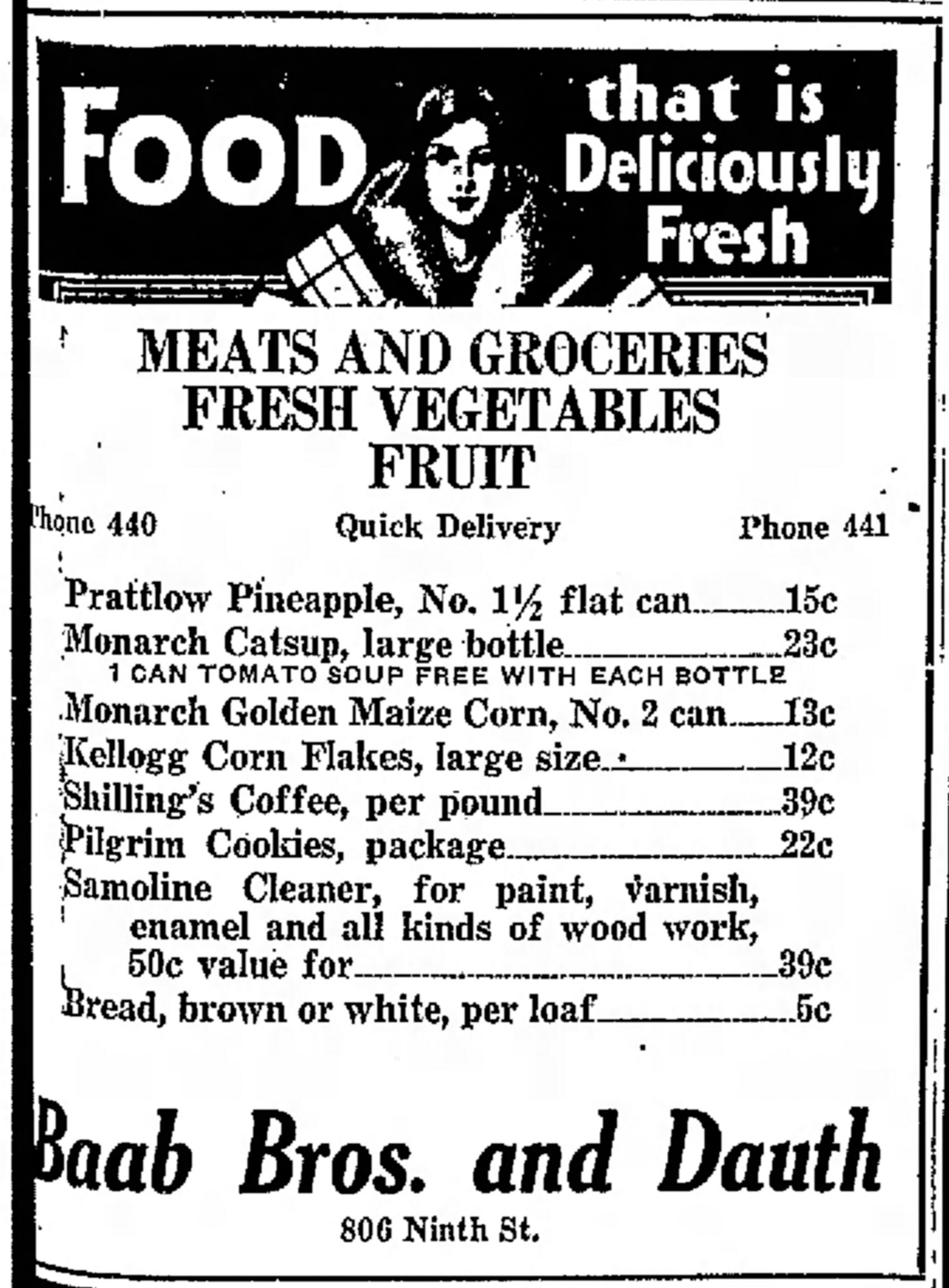 Dauth Family Archive - 1931-03-27 - Greeley Daily Tribune - Baab Bros and Dauth Advertisement
