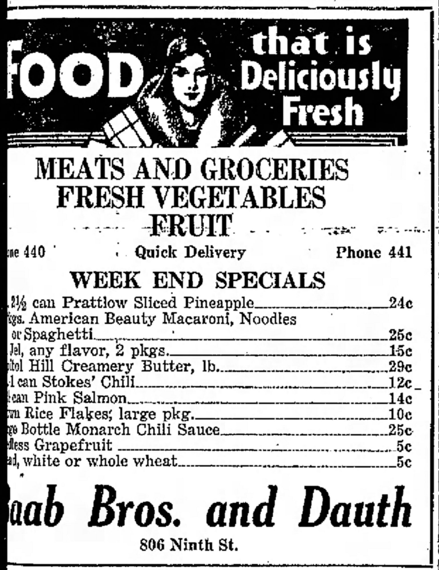 Dauth Family Archive - 1931-04-24 - Greeley Daily Tribune - Baab Bros and Dauth Advertisement