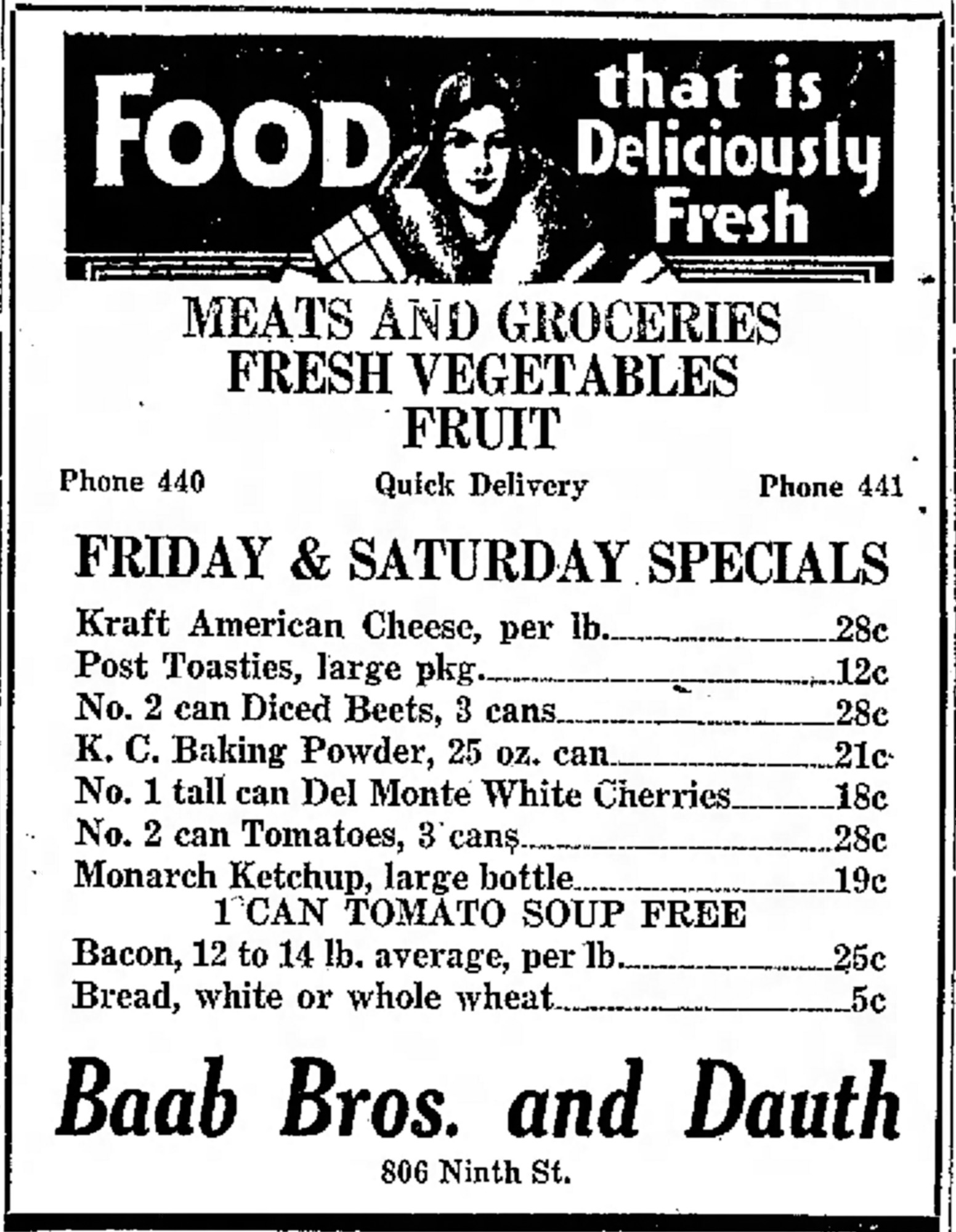 Dauth Family Archive - 1931-05-15 - Greeley Daily Tribune - Baab Bros and Dauth Advertisement