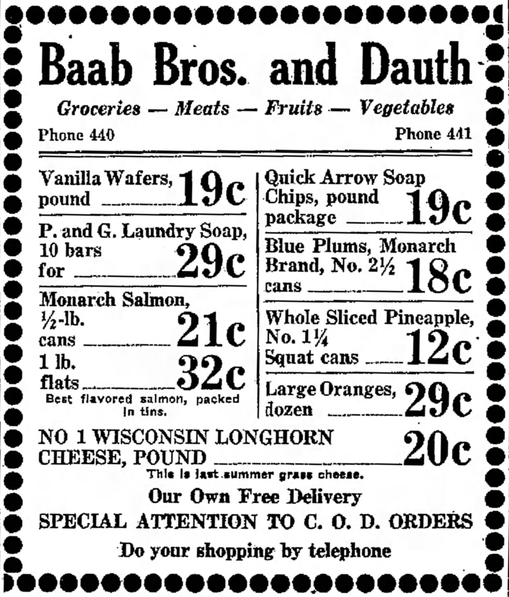 Dauth Family Archive - 1932-03-23 - Greeley Daily Tribune - Baab Bros and Dauth Advertisement