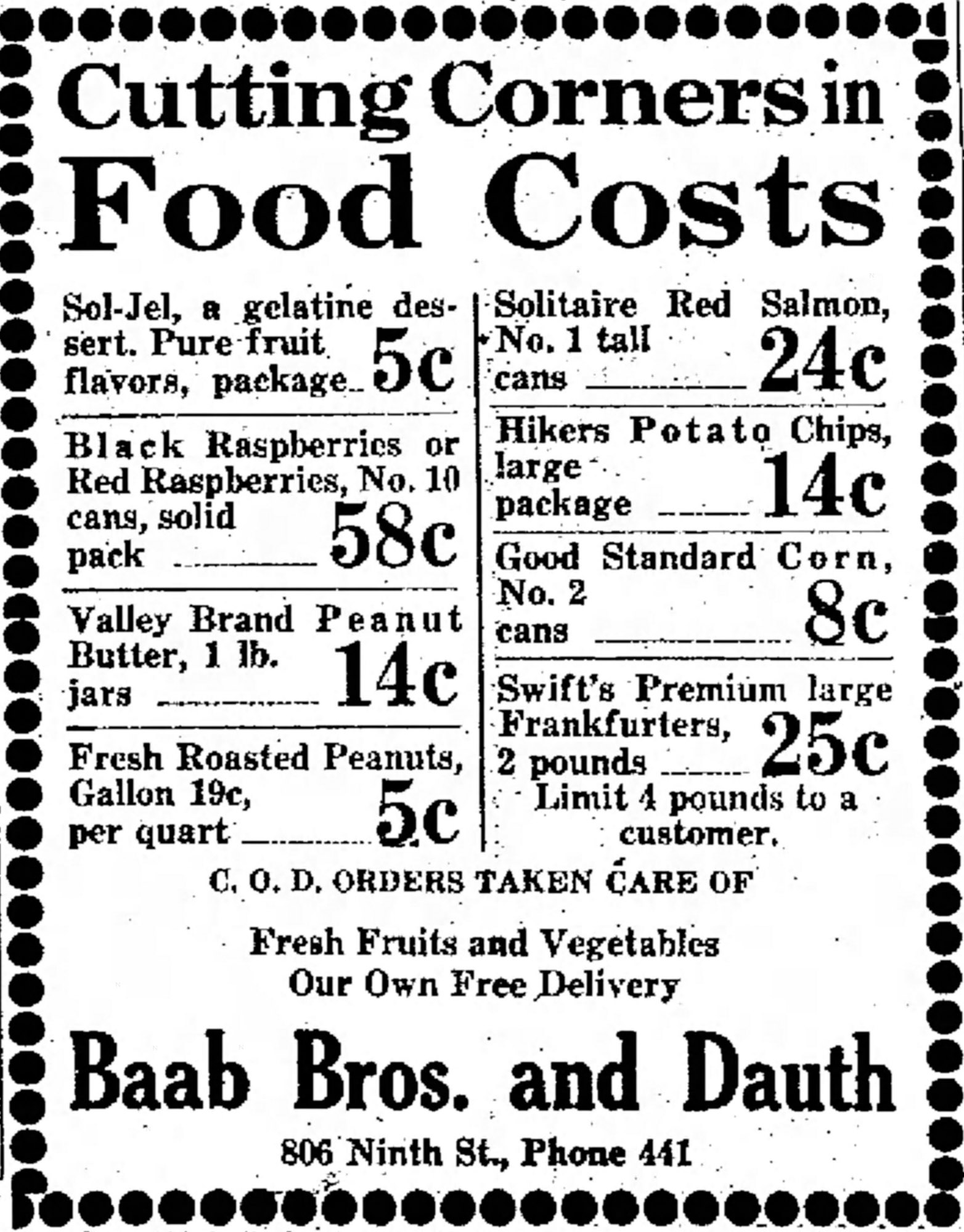 Dauth Family Archive - 1932-05-11 - Greeley Daily Tribune - Baab Bros and Dauth Advertisement