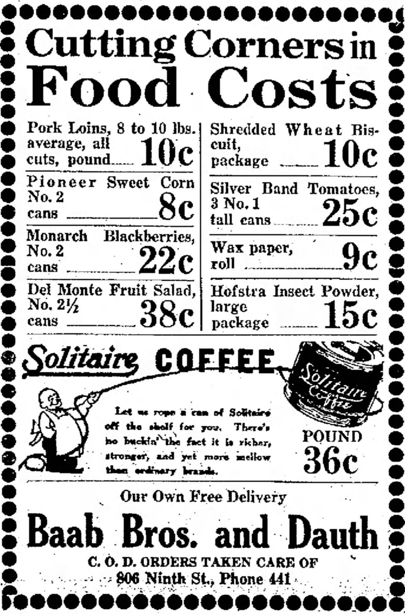 Dauth Family Archive - 1932-05-26 - Greeley Daily Tribune - Baab Bros and Dauth Advertisement