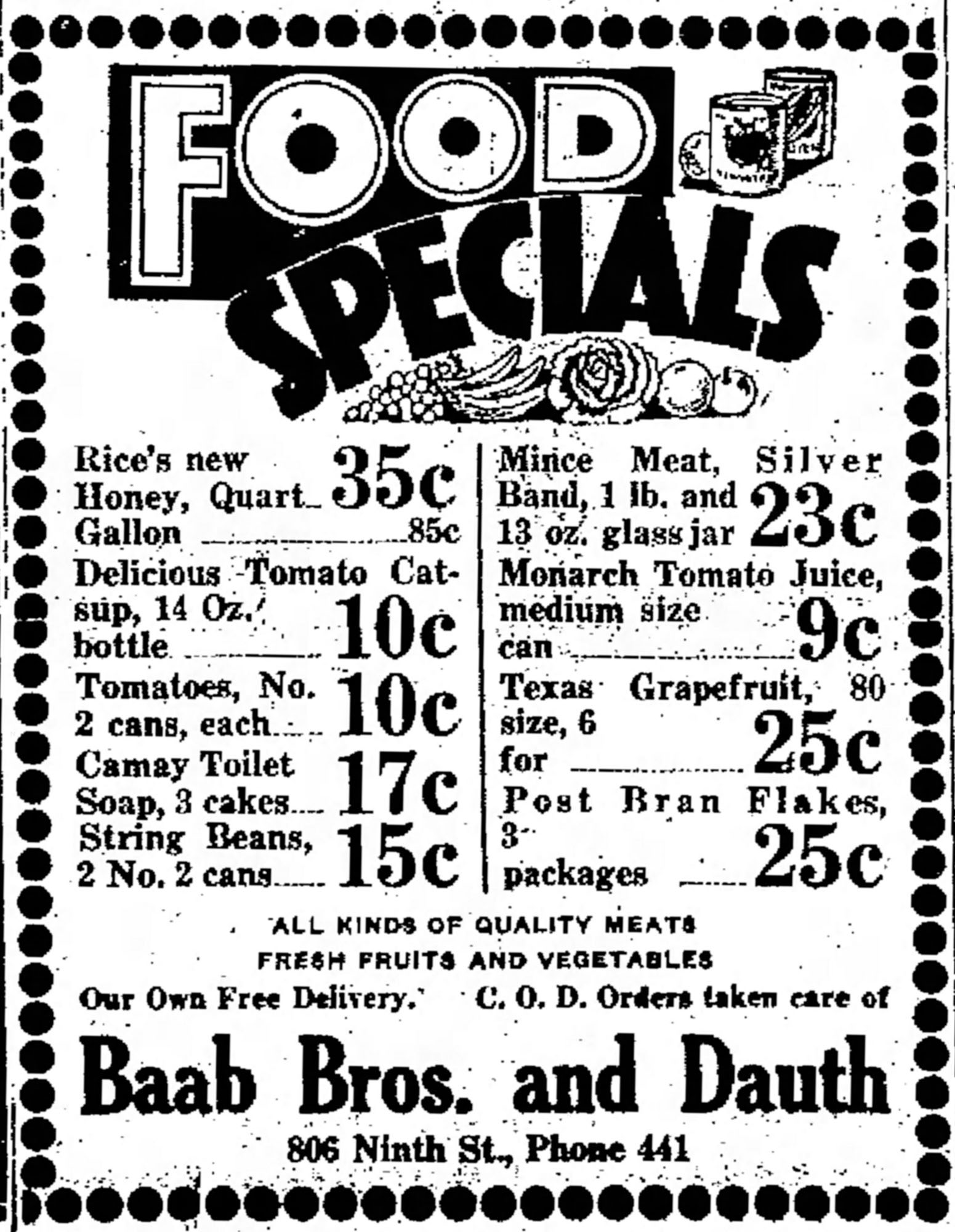 Dauth Family Archive - 1932-11-04 - Greeley Daily Tribune - Baab Bros and Dauth Advertisement