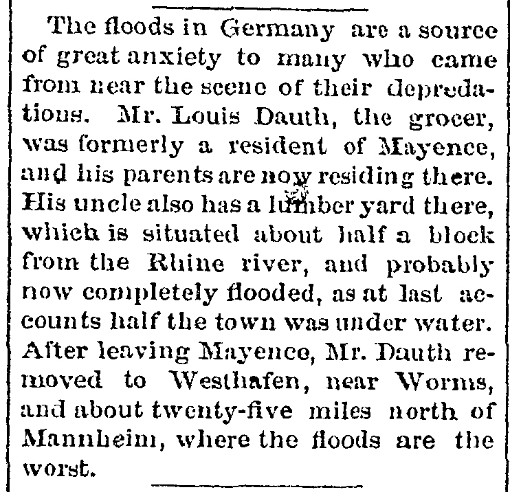 Dauth Family Archive - 1883-01-11 - Fort Collins Courier - Germany Floods