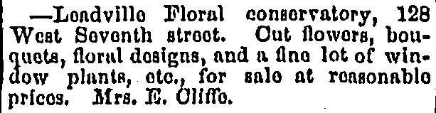 Dauth Family Archive - 1883-10-31 - Leadville Daily Herald - Elisabeth Dauth Floral Conservatory Advertisement