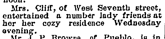 Dauth Family Archive - 1887-12-02 - The Leadville Daily - Elisabeth Dauth Party Mention