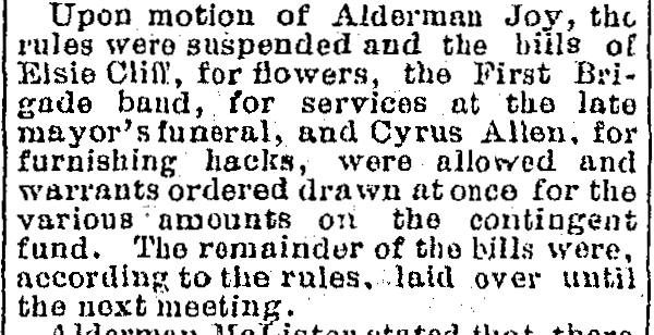 Dauth Family Archive - 1888-07-28 - The Leadville Daily - Elisabeth Dauth Paid By City For Her Flowers