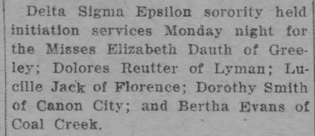Dauth Family Archive - 1924-03-27 - The Mirror - Elizabeth Dauth Joins Delta Sigma Epsilon