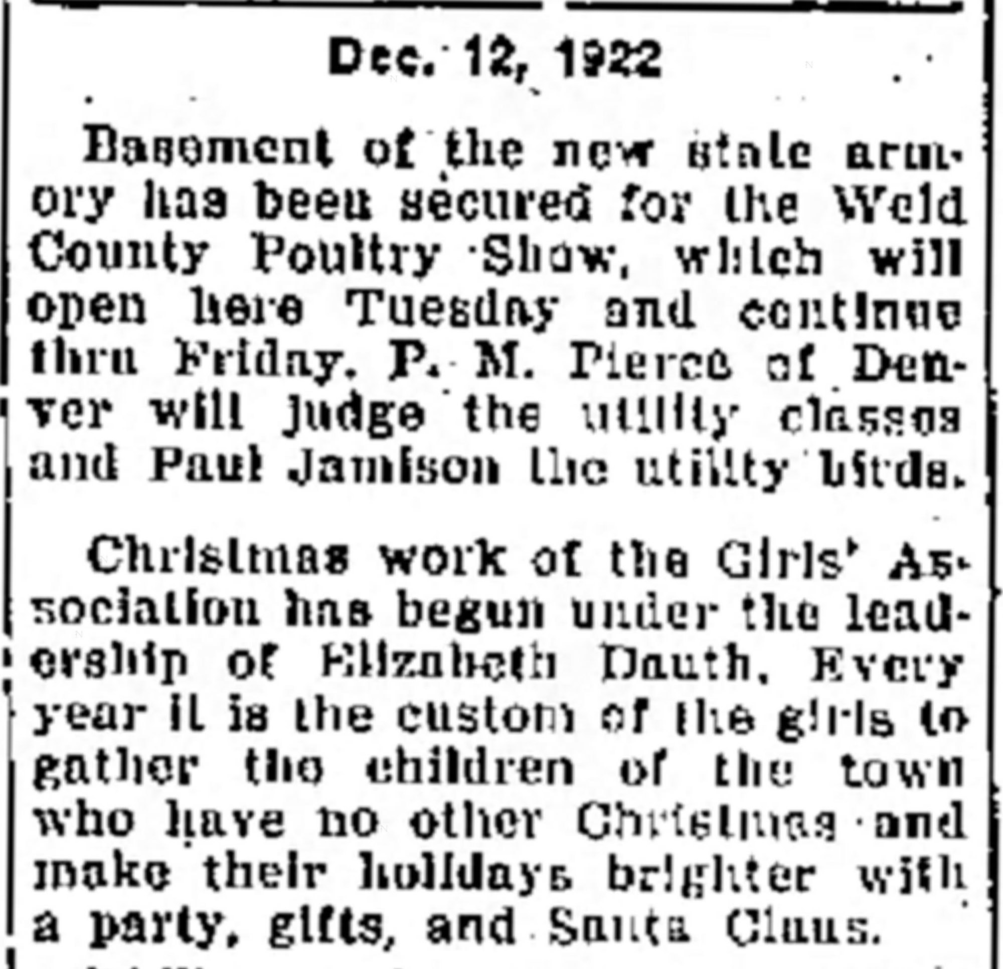 Dauth Family Archive - 1941-12-12 - Greeley Daily Tribune - Elizabeth Dauth Leading Girls Association