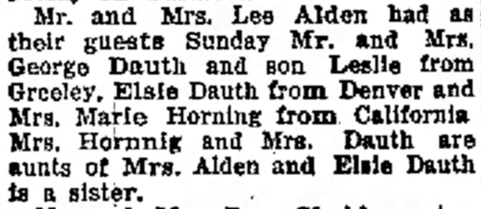 Dauth Family Archive - 1931-11-19 - Greeley Daily Tribune - Elsie Dauth at Louise Alden Party