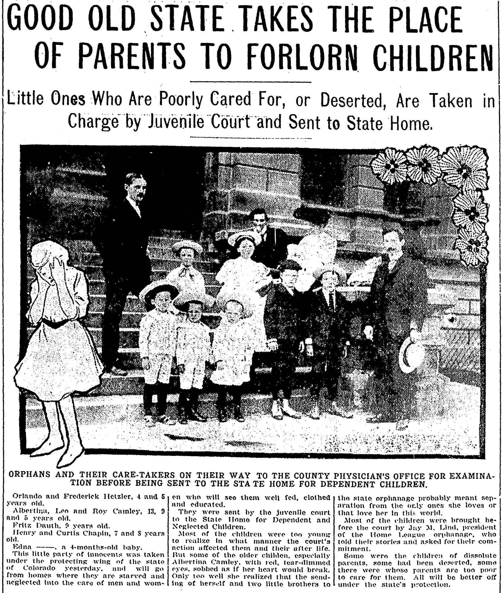 Dauth Family Archive - 1906-09-08 - Denver Post - Fred Dauth Orphaned Photo