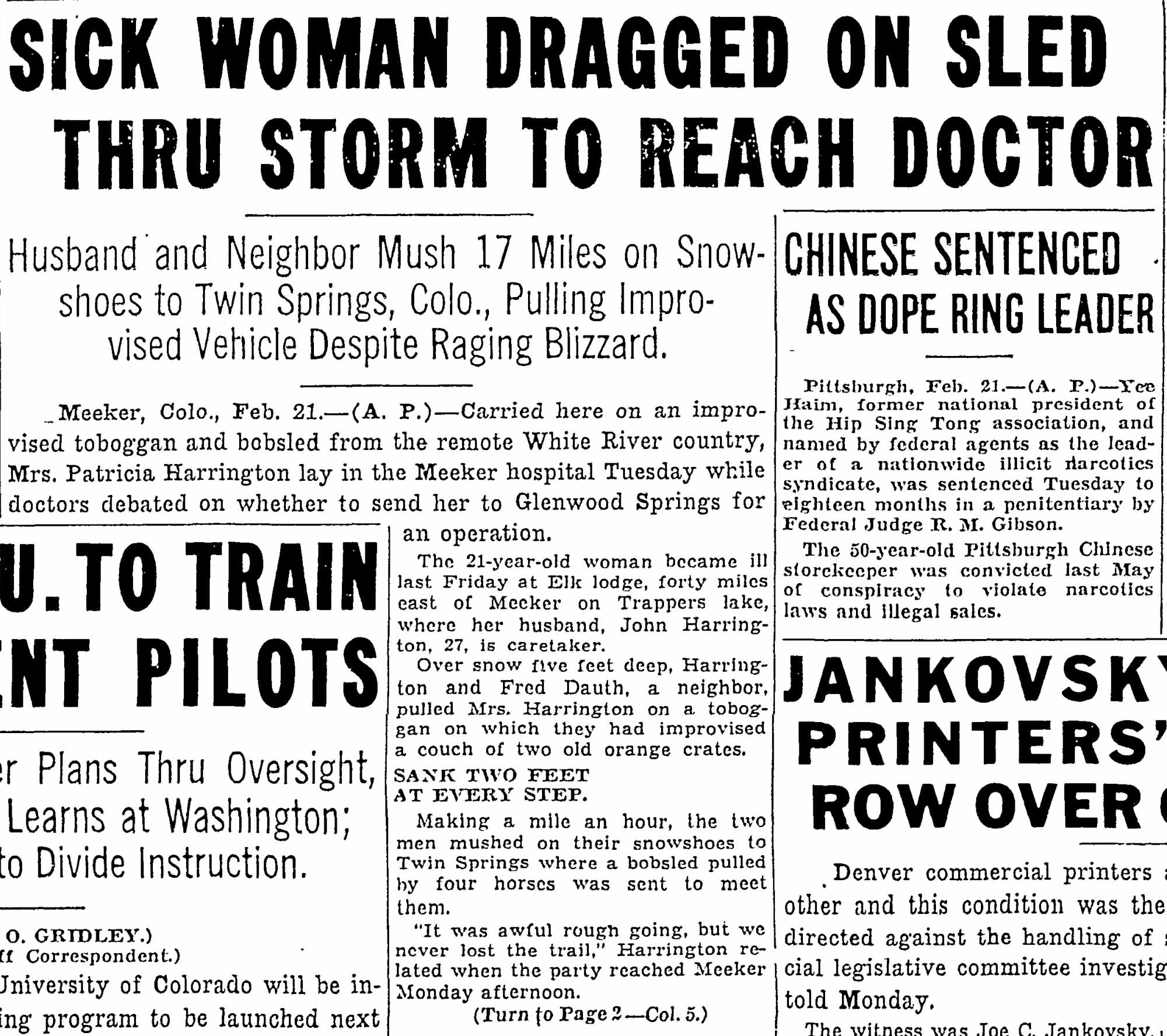 Dauth Family Archive - 1939-02-21 - Denver Post - Fred Dauth Helps Save A Sick Person During Blizzard - Part 2