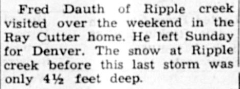 Dauth Family Archive - 1949-01-07 - The Palisade Tribune - Fred Dauth Visiting Ray Cutter Home
