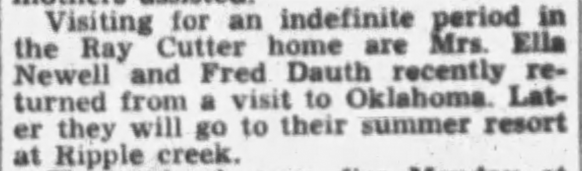 Dauth Family Archive - 1949-04-29 - The Daily Sentinel - Fred Dauth Visiting Ray Cutter Home