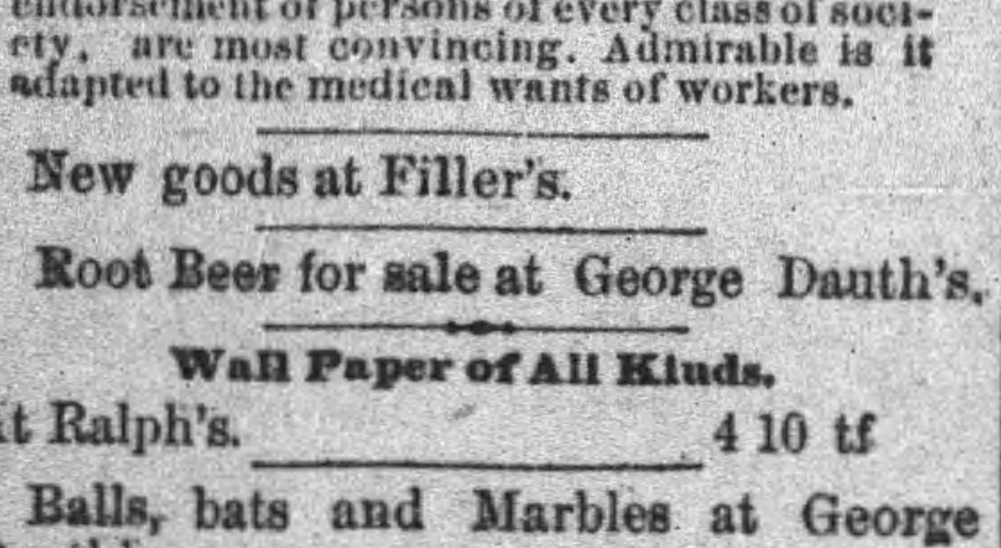 Dauth Family Archive - 1886-04-10 - The Fort Collins Express - George Dauth Root Beer Advertisement