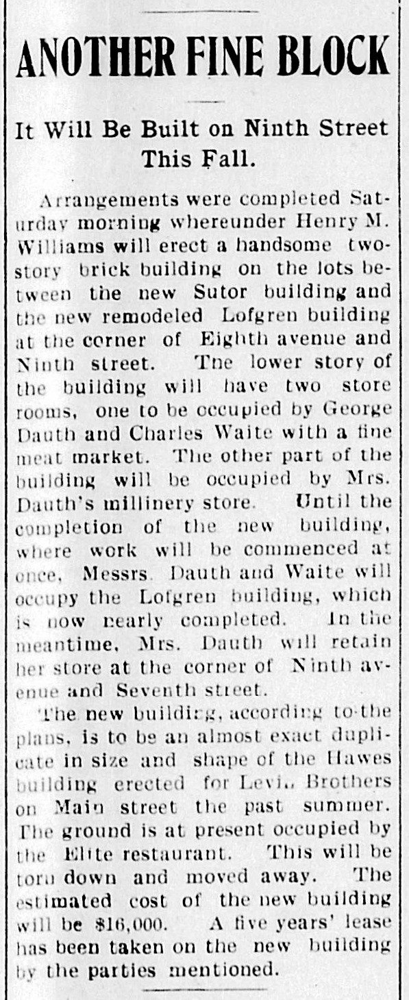 Dauth Family Archive - 1903-10-29 - The Greeley Tribune - Building the George Dauth Store