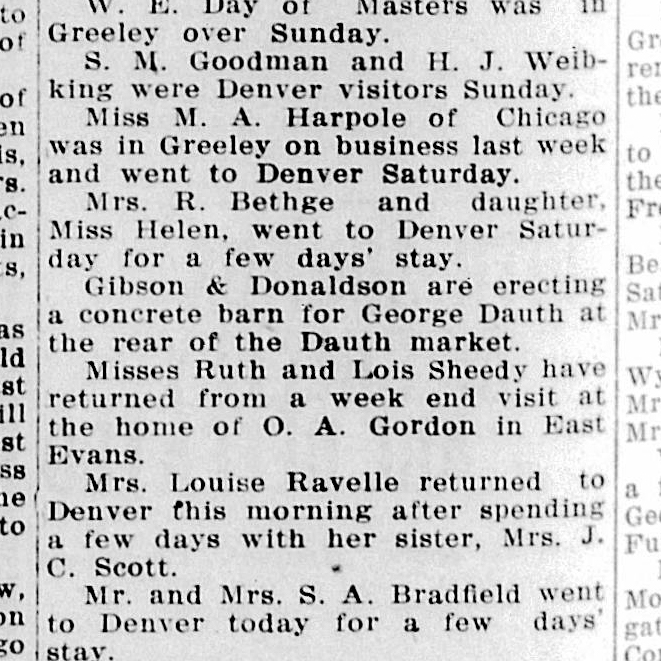 Dauth Family Archive - 1911-10-05 - The Greeley Tribune - George Dauth Store Barn