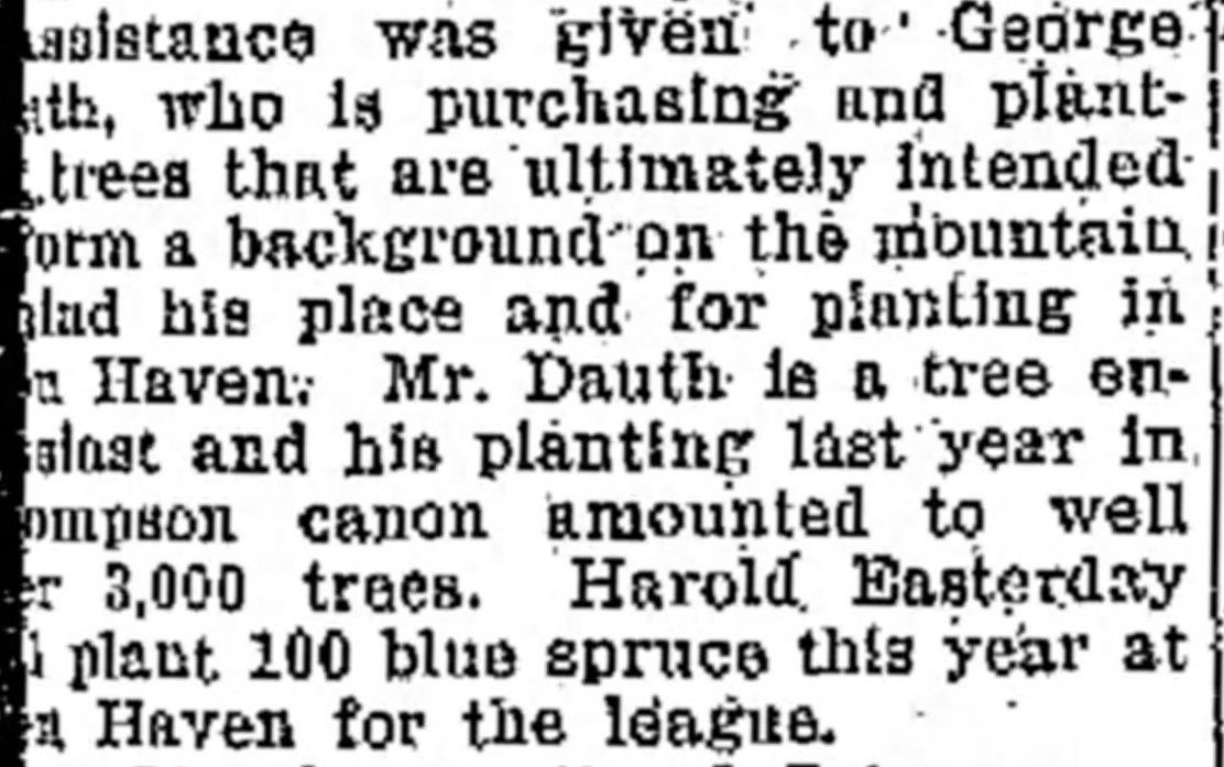 Dauth Family Archive - 1930-03-13 - Greeley Daily Tribune - George Dauth Planting Trees In Big Thompson