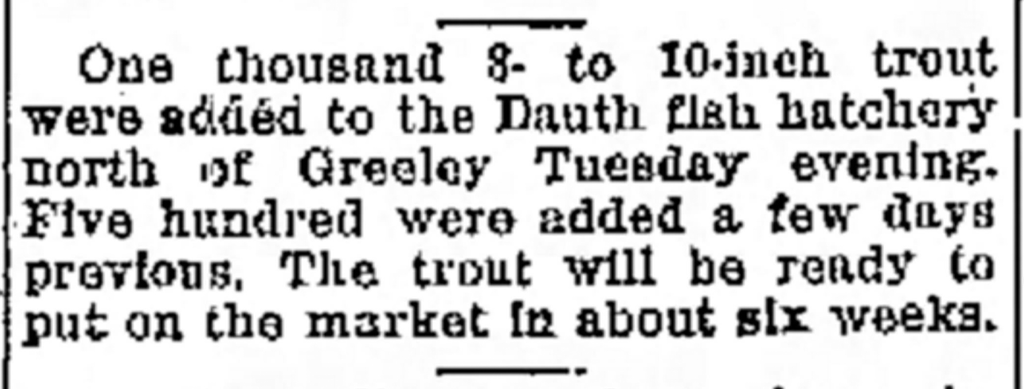Dauth Family Archive - 1931-04-22 - Greeley Daily Tribune - George Dauth Fish Hatchery