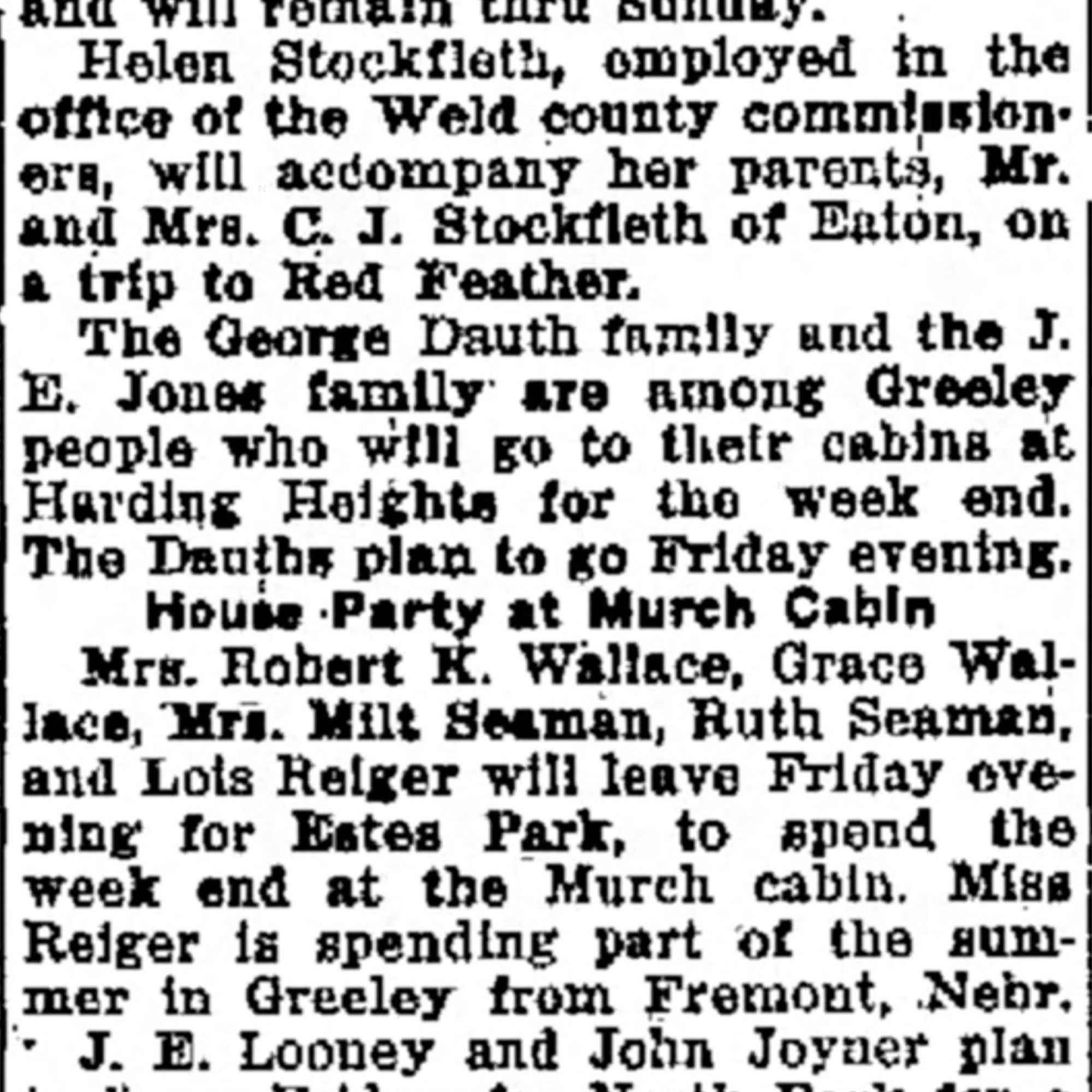 Dauth Family Archive - 1931-07-03 - Greeley Daily Tribune - George Dauth family at Harding Heights