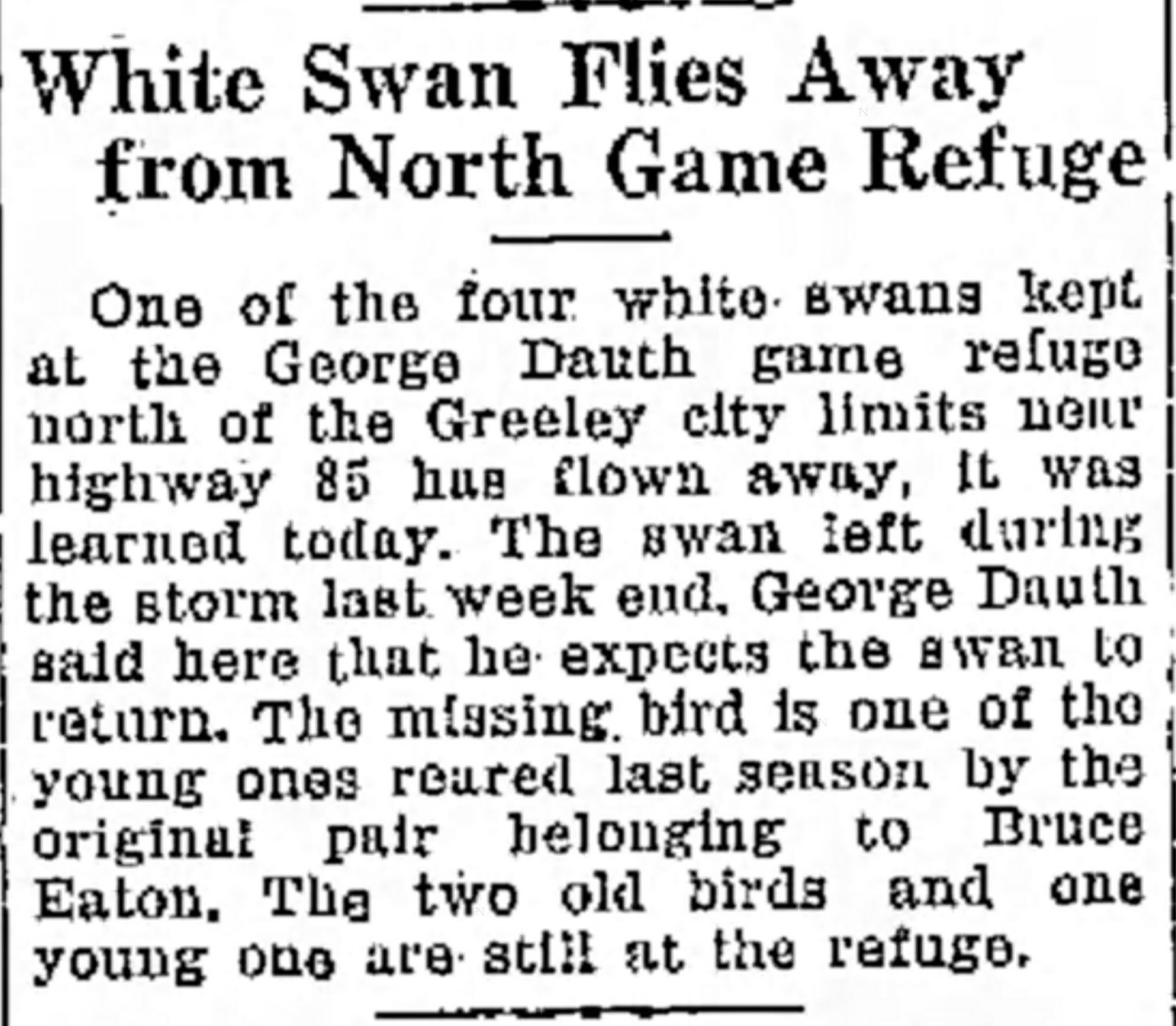 Dauth Family Archive - 1937-03-18 - Greeley Daily Tribune - George Dauths North Game Refuge