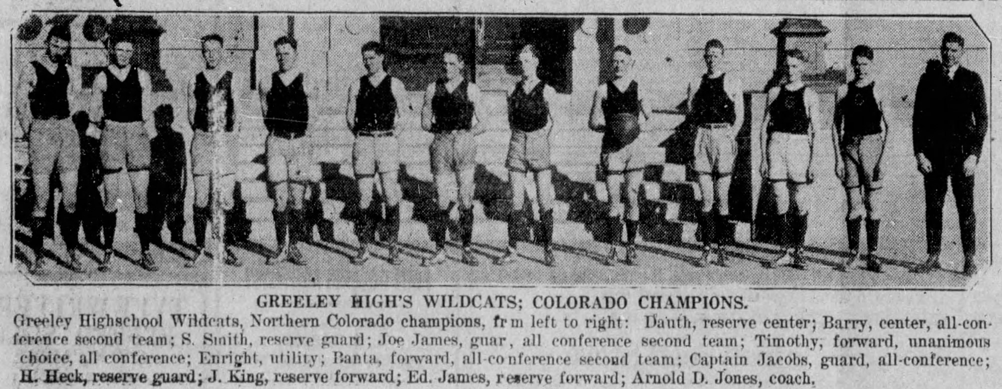 Dauth Family Archive - 1921-03-19 - The Fort Collins Courier - June Dauth Basketball Photo