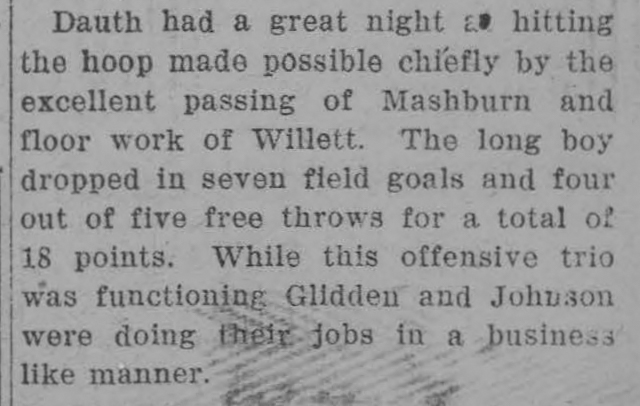 Dauth Family Archive - 1927-02-03 - The Mirror - June Dauth Basketball Mention