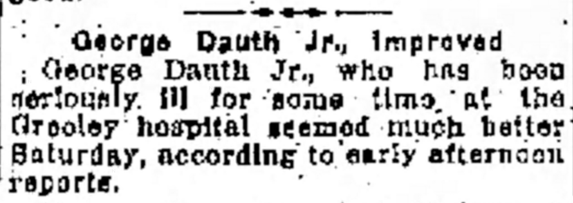Dauth Family Archive - 1932-05-07 - Greeley Daily Tribune - June Dauth Improving