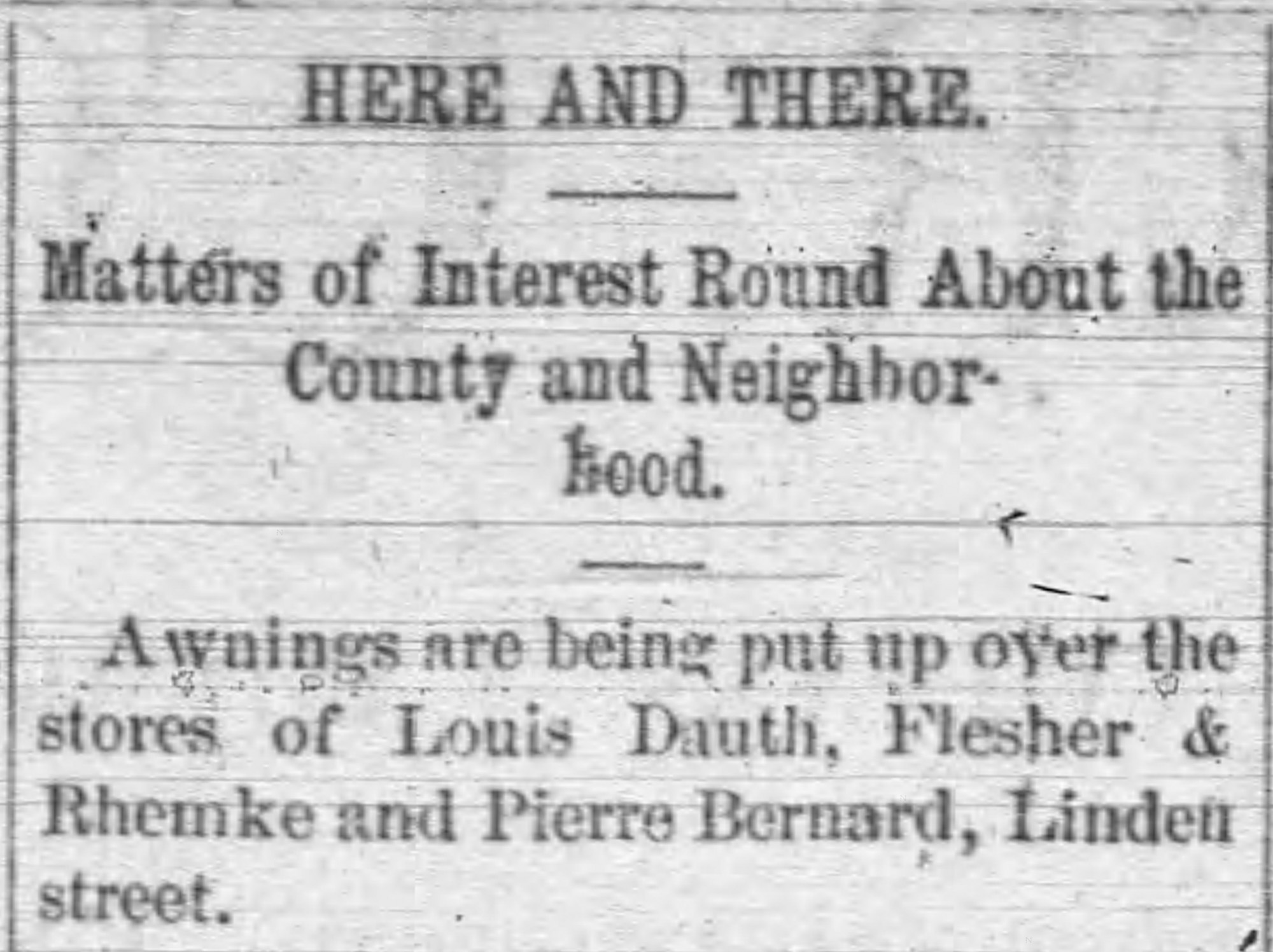 Dauth Family Archive - 1880-06-04 - Larimer County Express - Louis Dauth Adds Awnings