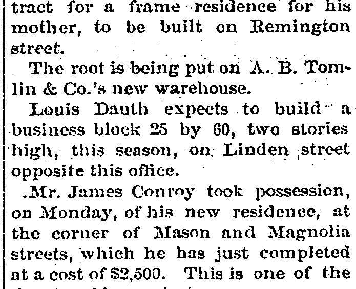 Dauth Family Archive - 1880-07-22 - Fort Collins Courier - Louis Dauth Planning To Build Reed-Dauth Block