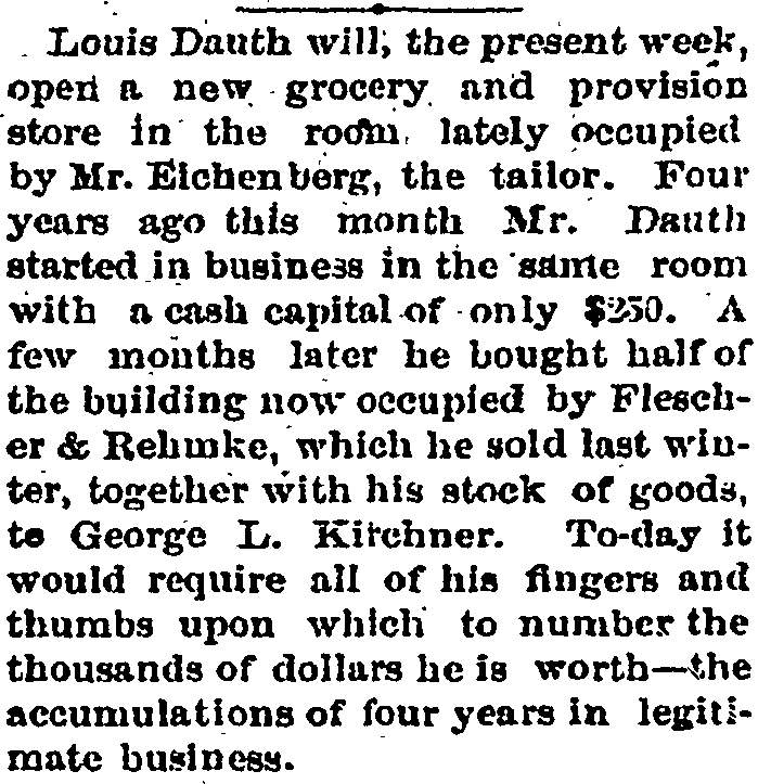 Dauth Family Archive - 1881-10-13 - Fort Collins Courier - Louis Dauth Opens New Store In Fort Collins