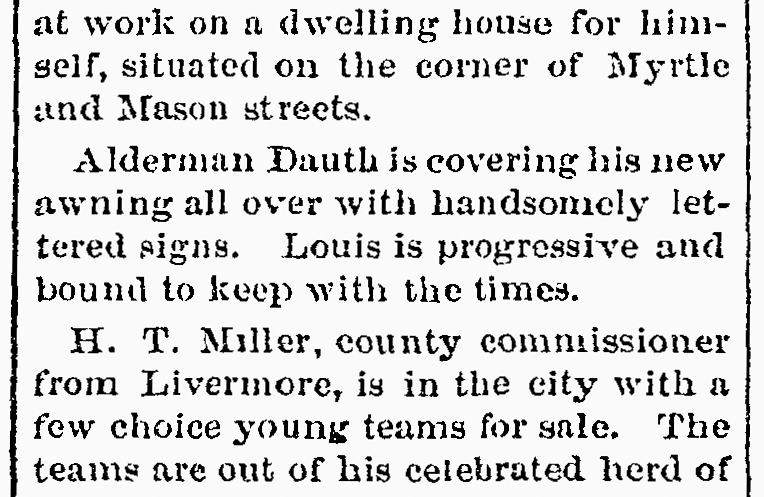 Dauth Family Archive - 1883-03-29 - Fort Collins Courier - Louis Dauth Preparing His Store With Signs