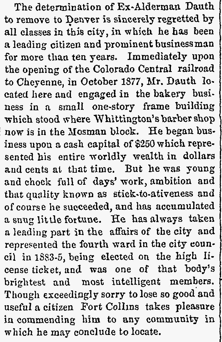 Dauth Family Archive - 1888-02-16 - Fort Collins Courier - Louis Dauth Sells His Store at the Reed-Dauth Block - Part 2