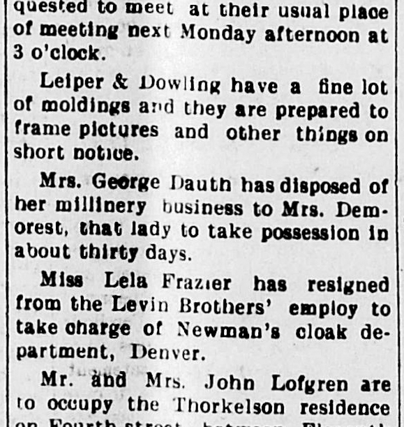 Dauth Family Archive - 1904-06-02 - The Greeley Tribune - Florence Yeaton Sells Millinery