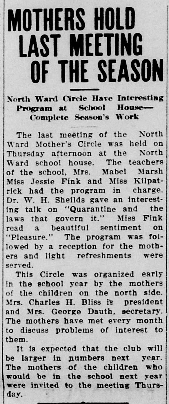 Dauth Family Archive - 1911-05-25 - The Greeley Tribune - Florence Dauth With North Ward Mothers Circle