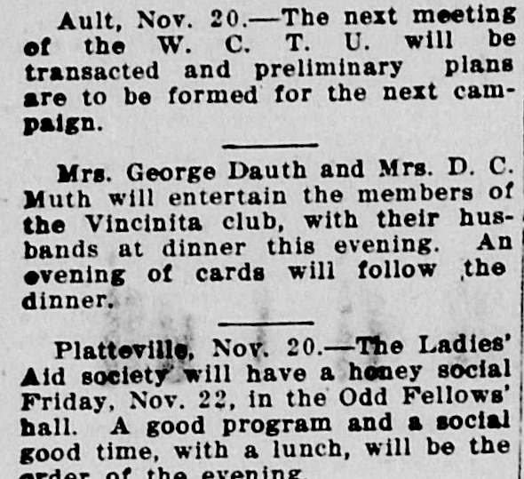 Dauth Family Archive - 1912-11-21 - The Greeley Tribune - Florence Yeaton With Vincinita Club