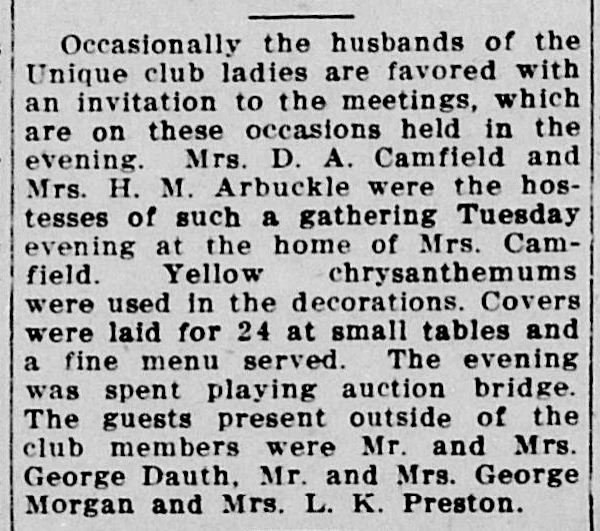 Dauth Family Archive - 1912-11-21 - The Greeley Tribune - Florence and George Dauth With Unique Club