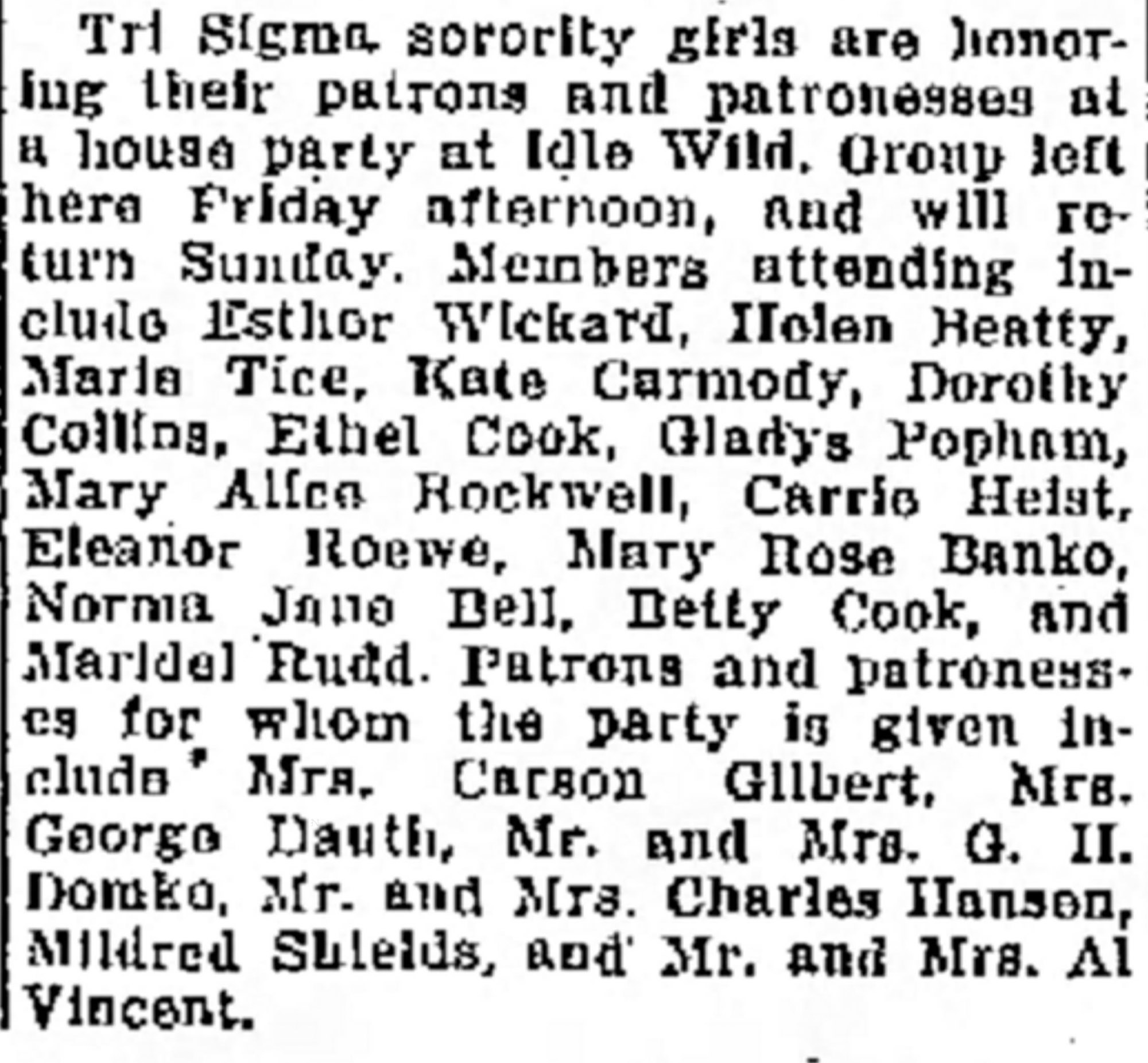 Dauth Family Archive - 1933-05-27 - Greeley Daily Tribune - Florence Dauth With Tri Sigma at Idlewild Lodge