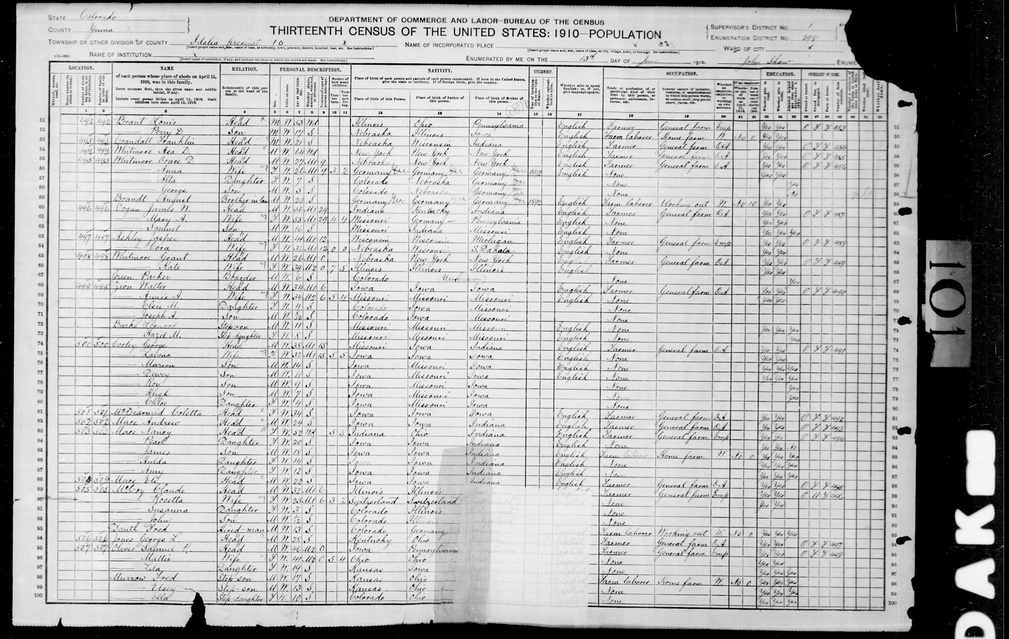 Dauth Family Archive - 1910 - Census - Fred Dauth