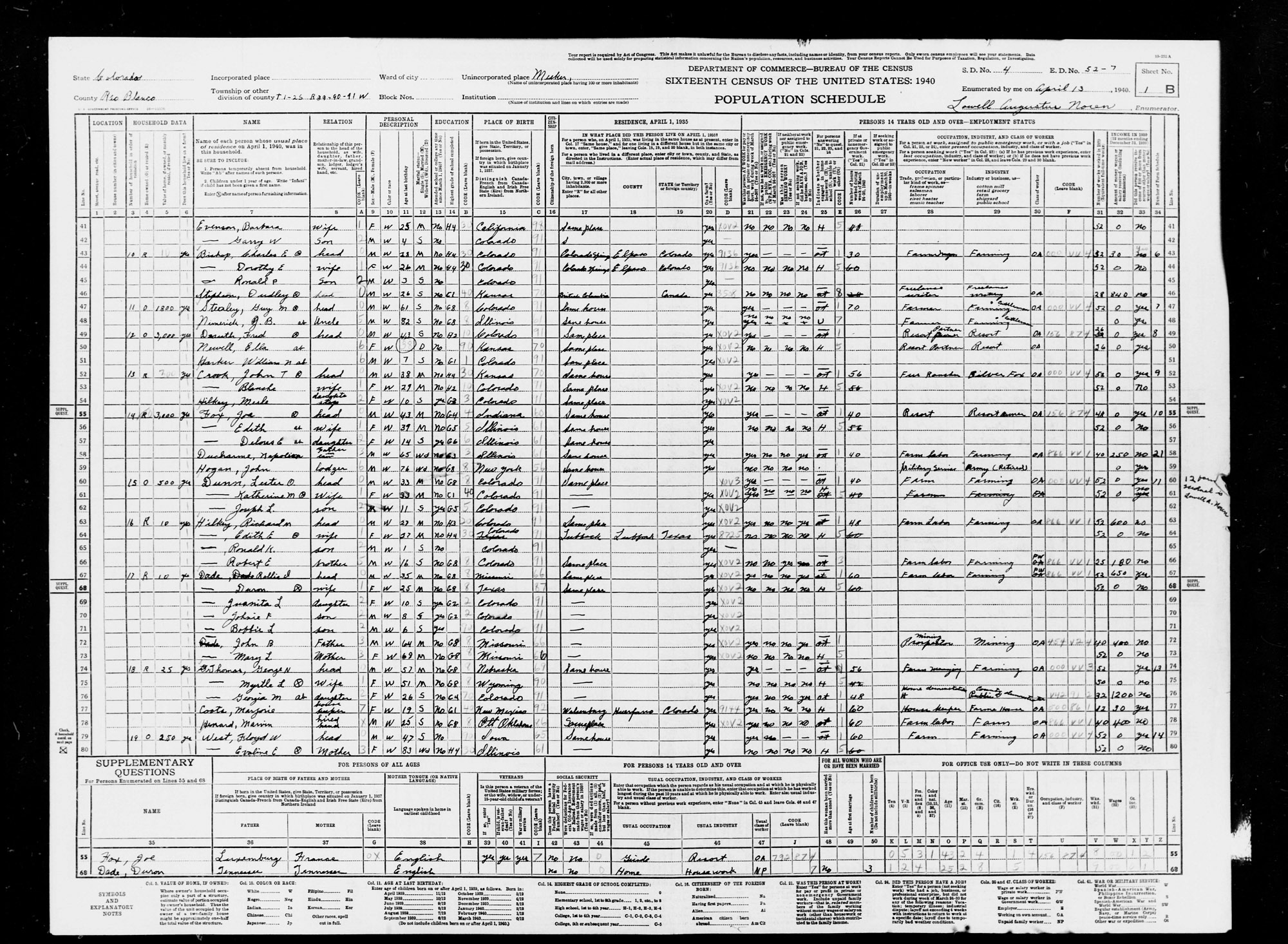 Dauth Family Archive - 1940 - Census - Fred Dauth