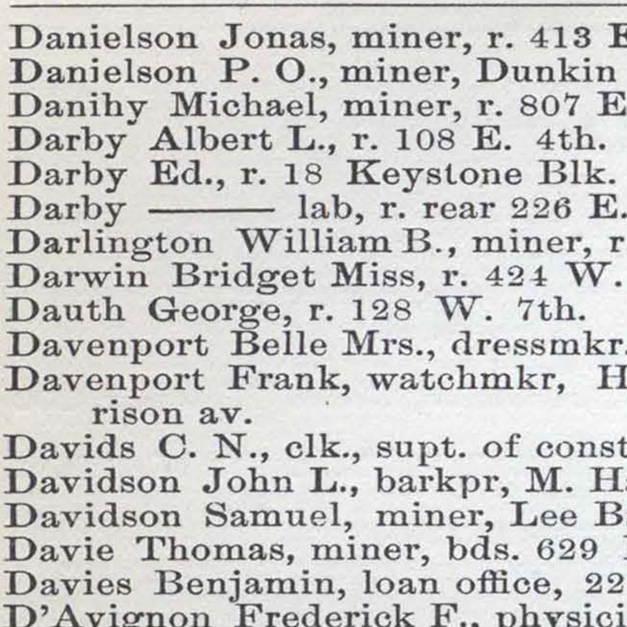Dauth Family Archive - 1888 - Leadville Directory - Entry for George Dauth