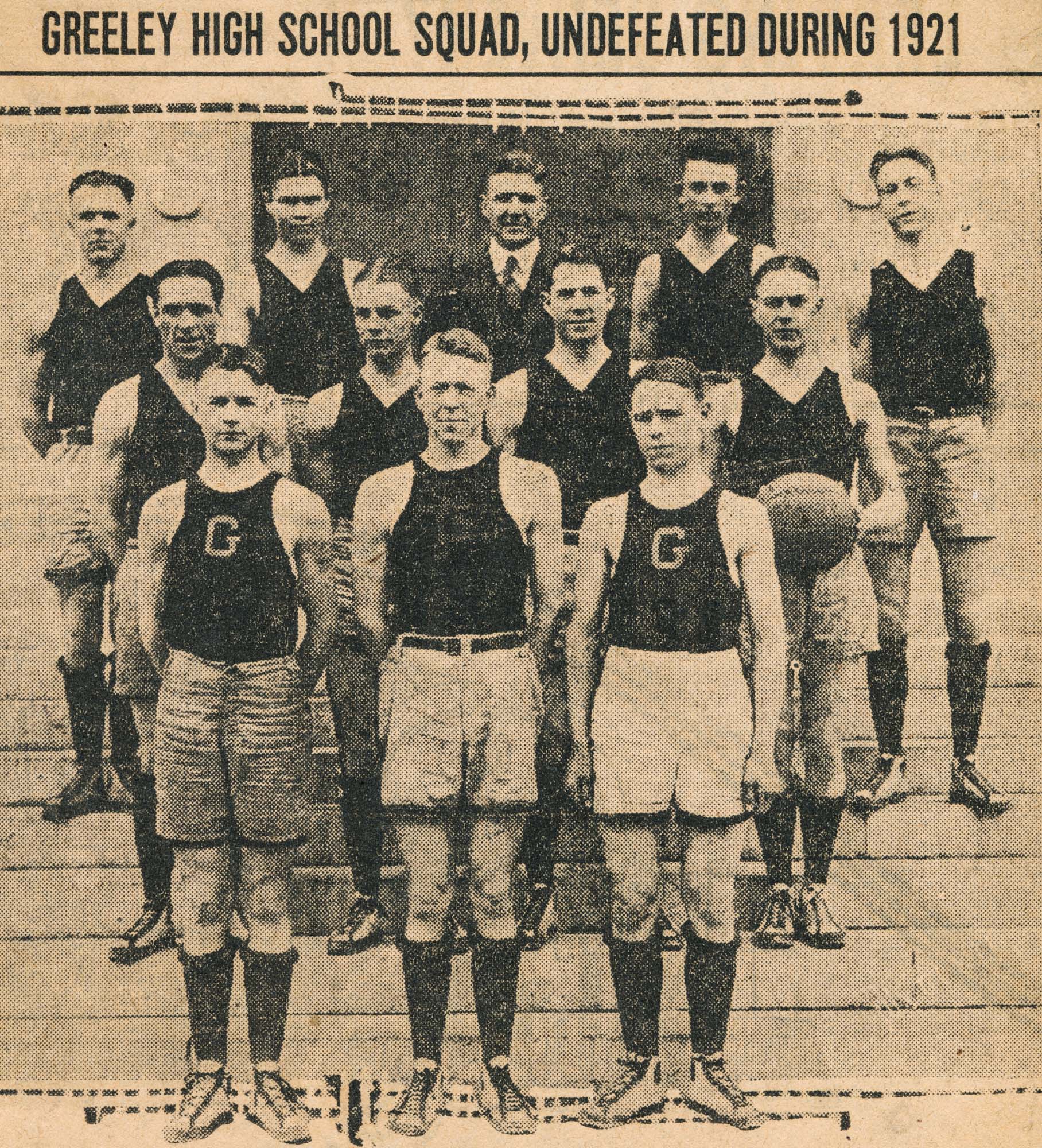 Dauth Family Archive - 1921 - June Dauth With Greeley High School Basketball Squad